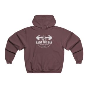 Maroon Men's Gym Hoodie - 'Raise The Bar' Motivational Sweatshirt