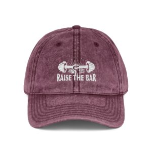 Vintage Gym Cap - "Raise the Bar" Embroidered Hat - Image 13