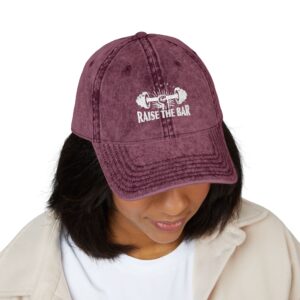 Vintage Gym Cap - "Raise the Bar" Embroidered Hat - Image 16