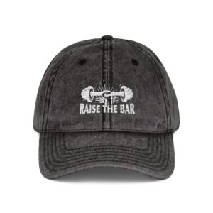 Vintage Gym Cap - "Raise the Bar" Embroidered Hat