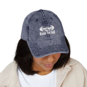 Vintage Gym Cap - "Raise the Bar" Embroidered Hat - Image 12