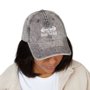 Vintage Gym Cap - "Raise the Bar" Embroidered Hat - Image 8