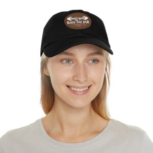 Raise The Bar Dad Hat - Fitness Leather Patch Cap - Image 64