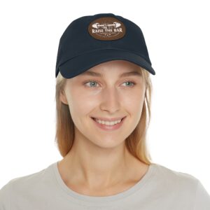 Raise The Bar Dad Hat - Fitness Leather Patch Cap - Image 44