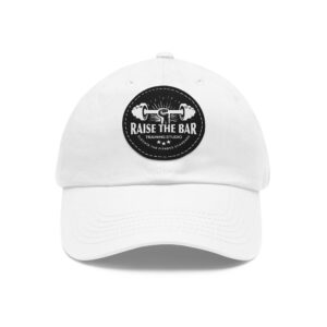 Raise The Bar Dad Hat - Fitness Leather Patch Cap - Image 5
