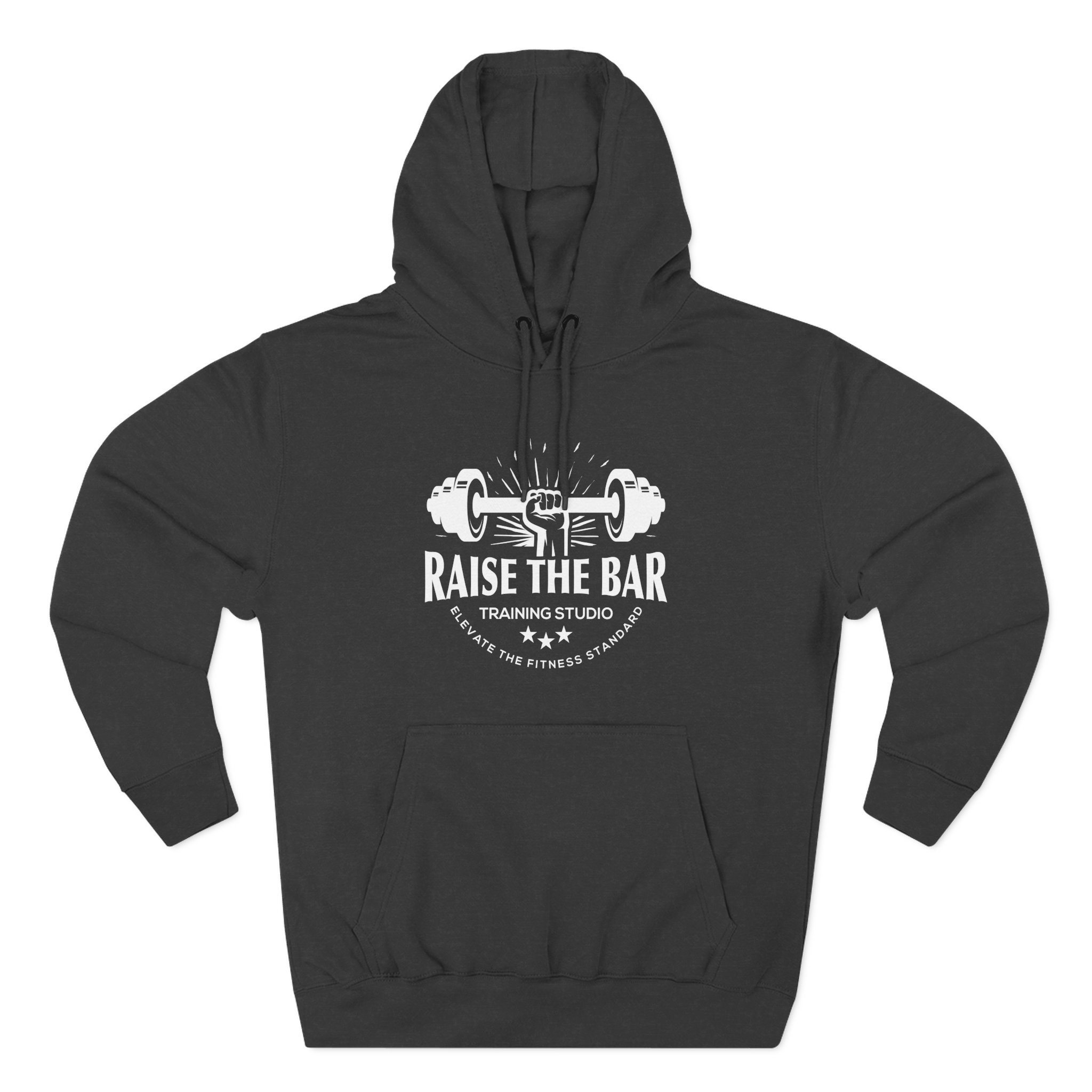 Raise The Bar Hoodie — Weightlifting Gym Pullover with Barbell Graphic